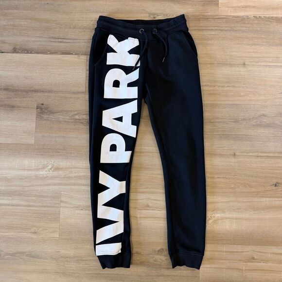 IVY PARK Pants - Ivy Park Women’s Black Sweatpants Large White Logo Size XS Joggers High Waist
